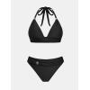 imageCUPSHE Womens Bikini Sets High Waisted Two Piece Swimsuit V Neck Triangle Top Bathing Suit Halter Strap Self TieBlack