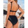 imageCUPSHE Womens Bikini Sets High Waisted Two Piece Swimsuit V Neck Underwire Bathing Suit Mesh Back HookBlack