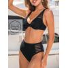 imageCUPSHE Womens Bikini Sets High Waisted Two Piece Swimsuit V Neck Underwire Bathing Suit Mesh Back HookBlack