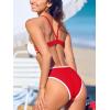 imageCUPSHE Womens Bikini Sets High Waisted Two Piece Swimsuit V Neck Underwire Color Block Spaghetti StrapsRedWhite