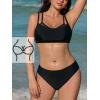 imageCUPSHE Womens Bikini Sets Large Bust Scoop Neck Mid Rise Back Crisscross Self Tie Double Adjustable StrapsBlack