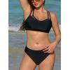 imageCUPSHE Womens Bikini Sets Large Bust Scoop Neck Mid Rise Back Crisscross Self Tie Double Adjustable StrapsBlack