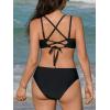 imageCUPSHE Womens Bikini Sets Large Bust Scoop Neck Mid Rise Back Crisscross Self Tie Double Adjustable StrapsBlack