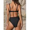 imageCUPSHE Womens Bikini Sets Scoop Neck Adjustable Straps Bathing Suit High Rise Bottom Glitter Textured FabricGlitter Black