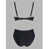 imageCUPSHE Womens Bikini Sets Sweetheart Neck Adjustable Straps Bathing Suit High Rise Ruched Color BlockBlack