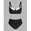 imageCUPSHE Womens Bikini Sets Sweetheart Neck Adjustable Straps Bathing Suit High Rise Ruched Color BlockBlack