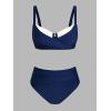 imageCUPSHE Womens Bikini Sets Sweetheart Neck Adjustable Straps Bathing Suit High Rise Ruched Color BlockNavy