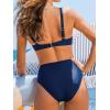 imageCUPSHE Womens Bikini Sets Sweetheart Neck Adjustable Straps Bathing Suit High Rise Ruched Color BlockNavy