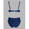 imageCUPSHE Womens Bikini Sets Sweetheart Neck Adjustable Straps Bathing Suit High Rise Ruched Color BlockNavy