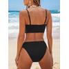 imageCUPSHE Womens Bikini Sets Two Piece Swimsuit Bandeau Top Square Neck Mid Rise Ruched Bathing Suit Spaghetti StrapsBlack