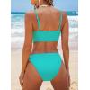 imageCUPSHE Womens Bikini Sets Two Piece Swimsuit Bandeau Top Square Neck Mid Rise Ruched Bathing Suit Spaghetti StrapsGreen