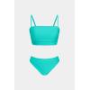 imageCUPSHE Womens Bikini Sets Two Piece Swimsuit Bandeau Top Square Neck Mid Rise Ruched Bathing Suit Spaghetti StrapsGreen