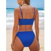imageCUPSHE Womens Bikini Sets Two Piece Swimsuit Bandeau Top Square Neck Mid Rise Ruched Bathing Suit Spaghetti StrapsRoyal Blue