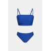 imageCUPSHE Womens Bikini Sets Two Piece Swimsuit Bandeau Top Square Neck Mid Rise Ruched Bathing Suit Spaghetti StrapsRoyal Blue