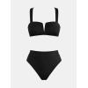 imageCUPSHE Womens Bikini Sets Two Piece Swimsuit High Waisted Molded Cups Push Up Cheeky Crisscross Back Self TieBlack