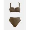 imageCUPSHE Womens Bikini Sets Two Piece Swimsuit High Waisted Molded Cups Push Up Cheeky Crisscross Back Self TieBrown