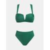 imageCUPSHE Womens Bikini Sets Two Piece Swimsuit High Waisted Molded Cups Push Up Cheeky Crisscross Back Self TieDark Green