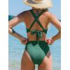 imageCUPSHE Womens Bikini Sets Two Piece Swimsuit High Waisted Molded Cups Push Up Cheeky Crisscross Back Self TieDark Green