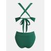 imageCUPSHE Womens Bikini Sets Two Piece Swimsuit High Waisted Molded Cups Push Up Cheeky Crisscross Back Self TieDark Green