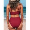 imageCUPSHE Womens Bikini Sets Two Piece Swimsuit High Waisted V Neck Twist Front Adjustable Spaghetti Straps Bathing SuitRed Wine