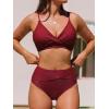 imageCUPSHE Womens Bikini Sets Two Piece Swimsuit High Waisted V Neck Twist Front Adjustable Spaghetti Straps Bathing SuitRed Wine