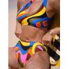 imageCUPSHE Womens Bikini Sets Two Piece Swimsuit One Shoulder High Waisted Asymmetrical Cutout Back Hook Adjustable StrapsRetro Swirl