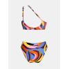 imageCUPSHE Womens Bikini Sets Two Piece Swimsuit One Shoulder High Waisted Asymmetrical Cutout Back Hook Adjustable StrapsRetro Swirl