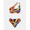 imageCUPSHE Womens Bikini Sets Two Piece Swimsuit One Shoulder High Waisted Asymmetrical Cutout Back Hook Adjustable StrapsRetro Swirl