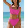 imageCUPSHE Womens Bikini Sets Two Piece Swimsuit Square Neck High Waisted Textured Cut Out Adjustable StrapsHot Pink