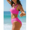 imageCUPSHE Womens Bikini Sets Two Piece Swimsuit Square Neck High Waisted Textured Cut Out Adjustable StrapsHot Pink