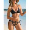 imageCUPSHE Womens Bikini Sets Two Piece Swimsuit V Neck Crisscross Back Self Tie Stitching Side Lace Up Cheeky BottomBlackBeige