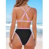 imageCUPSHE Womens Bikini Sets Two Piece Swimsuit V Neck Triangle Top Adjustable Straps Crisscross Back Hook Tie dyeBlackPink