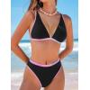 imageCUPSHE Womens Bikini Sets Two Piece Swimsuit V Neck Triangle Top Adjustable Straps Crisscross Back Hook Tie dyeBlackPink