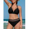 imageCUPSHE Womens Bikini Sets for Women Large Bust Two Piece Bathing Suit Wrapped Halter V Neck Underwire SupportBlack