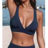 imageCUPSHE Womens Bikini Top Back Hook Wide Straps Bathing SuitWhiteNavy Floral