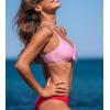 imageCUPSHE Womens Bikini Top Swimsuit Bandeau Top Back Tie with Removable Shoulder StrapsRose Pink