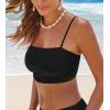 imageCUPSHE Womens Bikini Top Swimsuit Ruching Bandeau Top Spaghetti Adjustable StrapsBlack