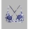 imageCUPSHE Womens Bikini Top V Neck Triangle Top Crisscross Back Self Tie Spaghetti StrapsWhiteNavy Floral
