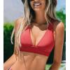 imageCUPSHE Womens Bikini Top V Neck Triangle Top Wide Straps Cross Back Lace upBright Red