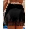 imageCUPSHE Womens Coverup Only Bikini Bottom Fashion High Waisted Sarong Sheer Mesh Swim Skirt Wrap Front Tassel TrimBlack