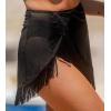 imageCUPSHE Womens Coverup Only Bikini Bottom Fashion High Waisted Sarong Sheer Mesh Swim Skirt Wrap Front Tassel TrimBlack