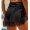 imageCUPSHE Womens Coverup Only Bikini Bottom Fashion High Waisted Sarong Sheer Mesh Swim Skirt Wrap Front Tassel TrimBlack