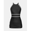 imageCUPSHE Womens One Piece Swim Dress Mock Neck Bathing Suit Color Block Sporty Crisscross Straps SwimsuitBlackWhite