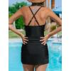 imageCUPSHE Womens One Piece Swim Dress Mock Neck Bathing Suit Color Block Sporty Crisscross Straps SwimsuitBlackWhite