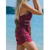 imageCUPSHE Womens One Piece Swim Dress Mock Neck Bathing Suit Color Block Sporty Crisscross Straps SwimsuitBurgundy Red