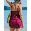 imageCUPSHE Womens One Piece Swim Dress Mock Neck Bathing Suit Color Block Sporty Crisscross Straps SwimsuitBurgundy Red