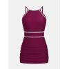 imageCUPSHE Womens One Piece Swim Dress Mock Neck Bathing Suit Color Block Sporty Crisscross Straps SwimsuitBurgundy Red
