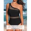 imageCUPSHE Womens One Piece Swimsuit Asymmetric Neck One Shoulder Bathing Suit Mesh SwimwearBlack