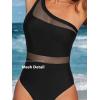 imageCUPSHE Womens One Piece Swimsuit Asymmetric Neck One Shoulder Bathing Suit Mesh SwimwearBlack