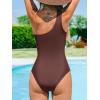 imageCUPSHE Womens One Piece Swimsuit Asymmetric Neck One Shoulder Bathing Suit Mesh SwimwearBrown